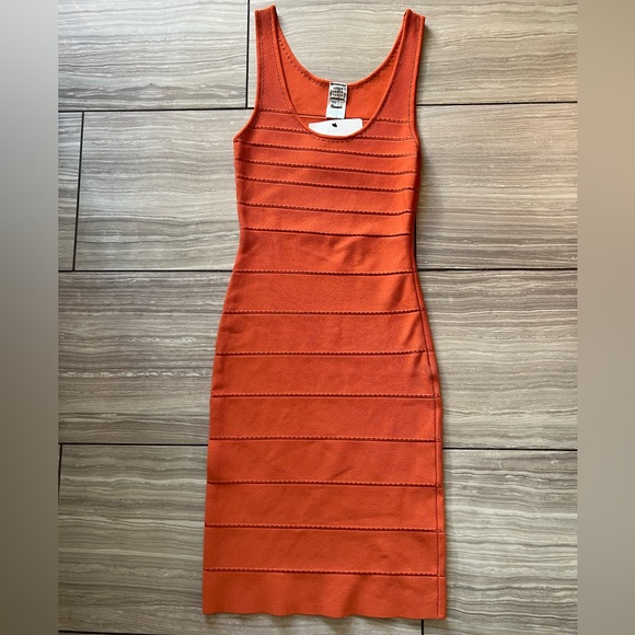 Herve Leger Dresses & Skirts - Like new🍑 Herve Leger S/M Orange Bandage Bodycon Sheath Dress Authenticated
